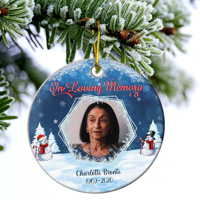 Custom Photo In Loving Memory - Christmas Gift - Memorial Gift For Family - Personalized Custom Circle Ceramic Ornament ORNA1210