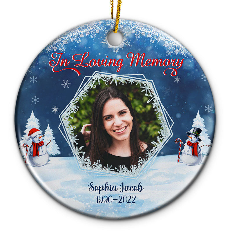 Custom Photo In Loving Memory - Christmas Gift - Memorial Gift For Family - Personalized Custom Circle Ceramic Ornament ORNA1210