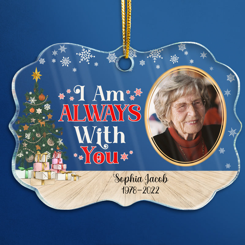 Custom Photo Because Someone We Love Is In Heaven Christmas - Memorial Gift For Family - Personalized Custom Medallion Acrylic Ornament ORNA1210