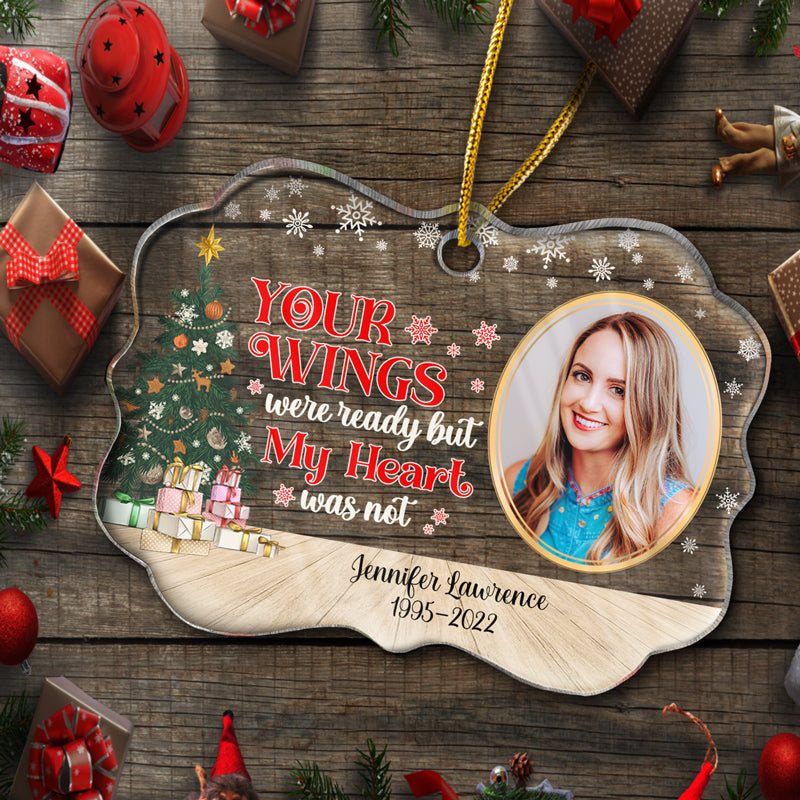 Custom Photo Because Someone We Love Is In Heaven Christmas - Memorial Gift For Family - Personalized Custom Medallion Acrylic Ornament ORNA1210