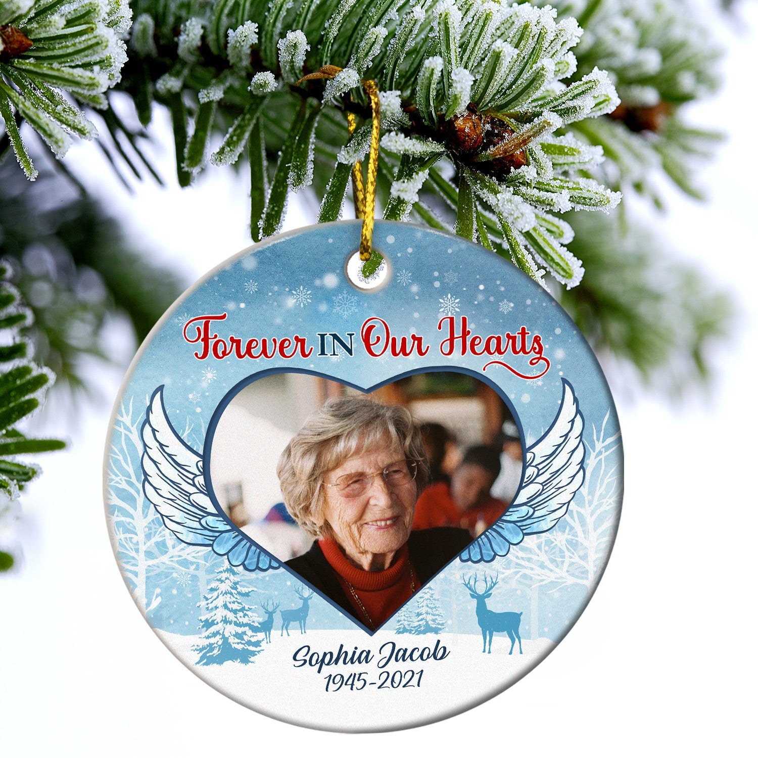 Custom Photo I Am Always With You - Memorial Gift For Family - Personalized Custom Circle Ceramic Ornament ORNA1210