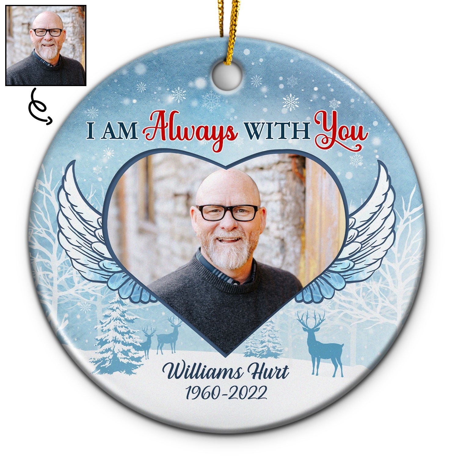 Custom Photo I Am Always With You - Memorial Gift For Family - Personalized Custom Circle Ceramic Ornament ORNA1210
