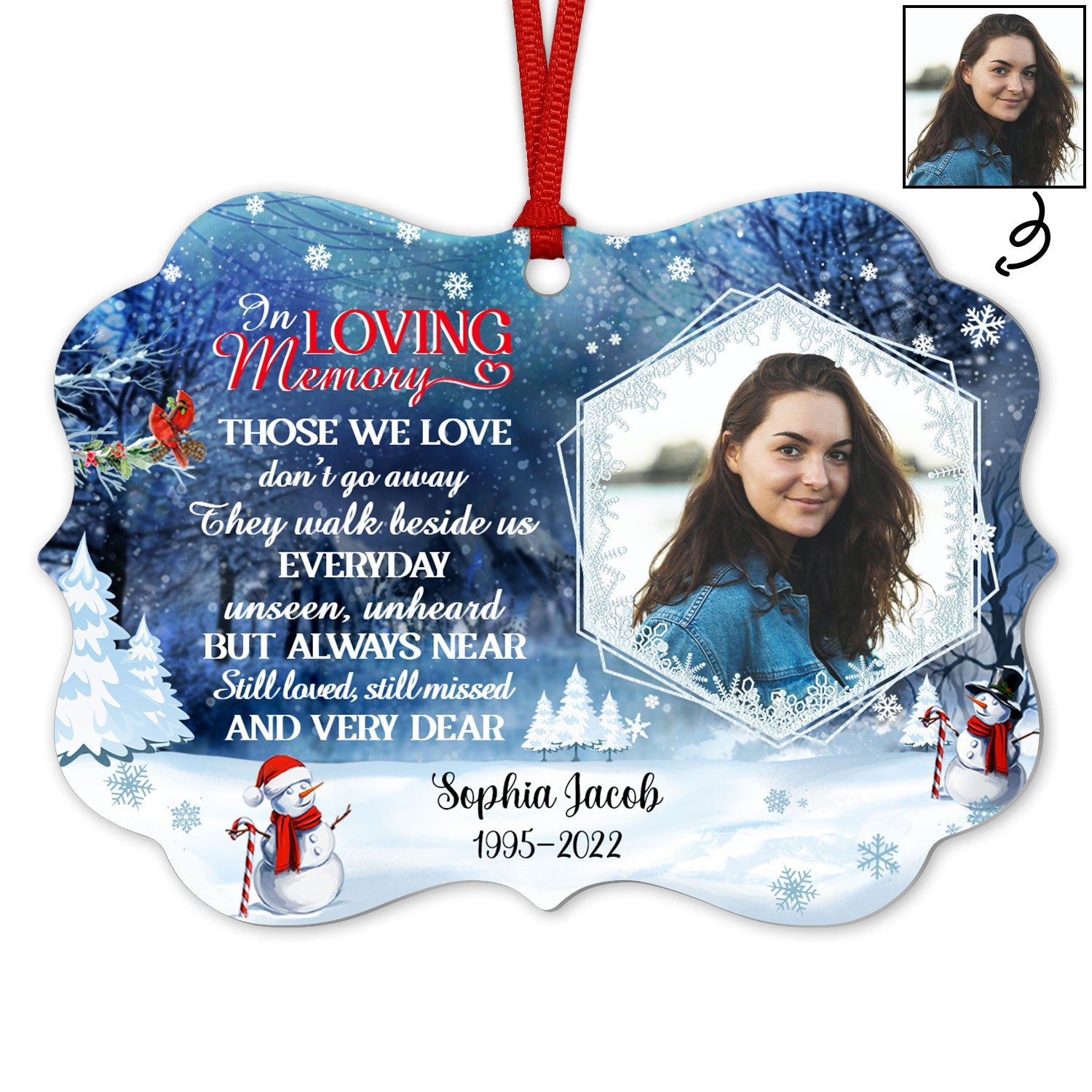 Custom Photo In Loving Memory Those We Love Don't Go Away - Memorial Gift For Family - Personalized Custom Aluminum Ornament ORNA1210