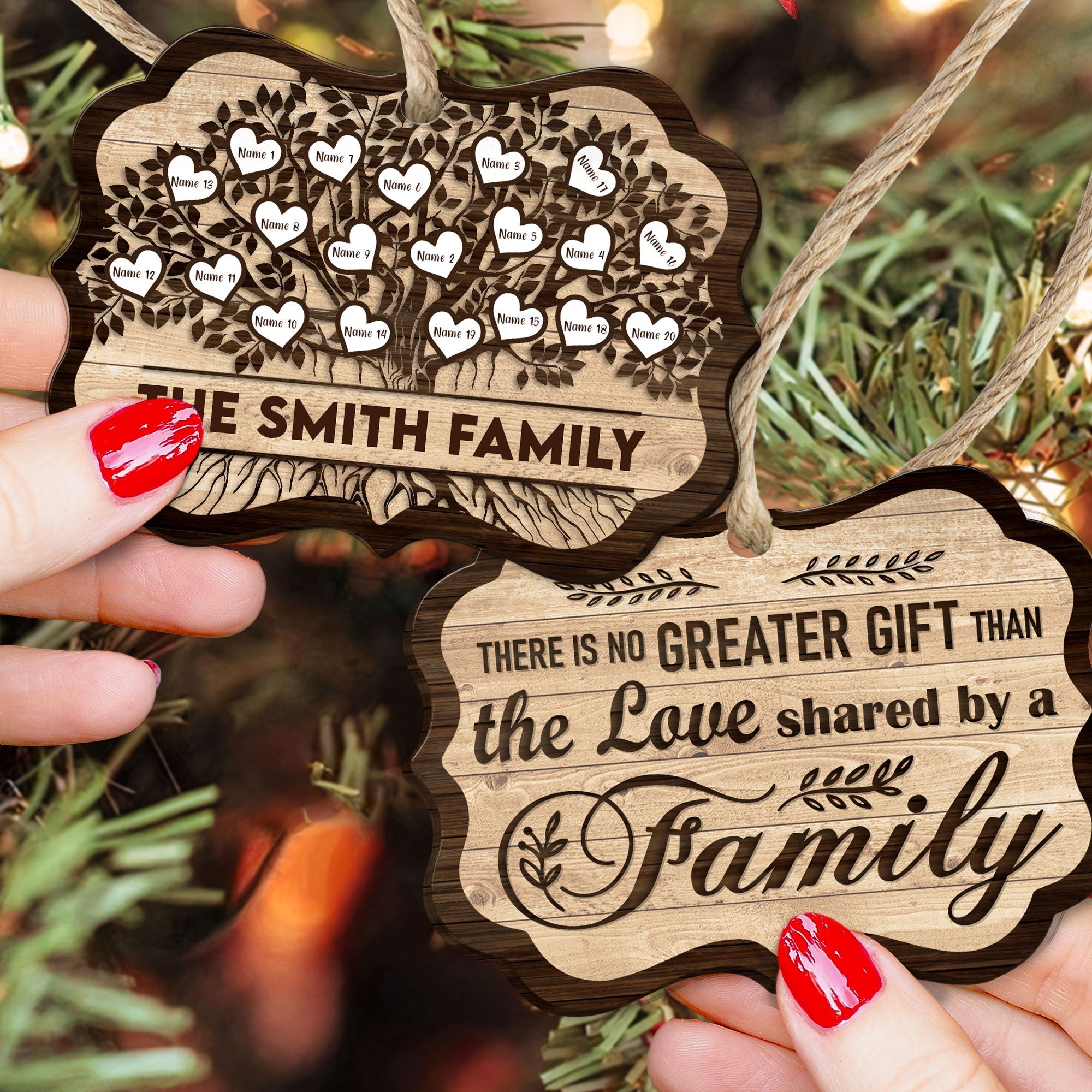 There Is No Greater Gift Than The Love Shared By A Family - Personalized Two-Sided Wooden Ornament - Christmas Gift For Fathers, Mothers, Daughters & Sons ORNA1210