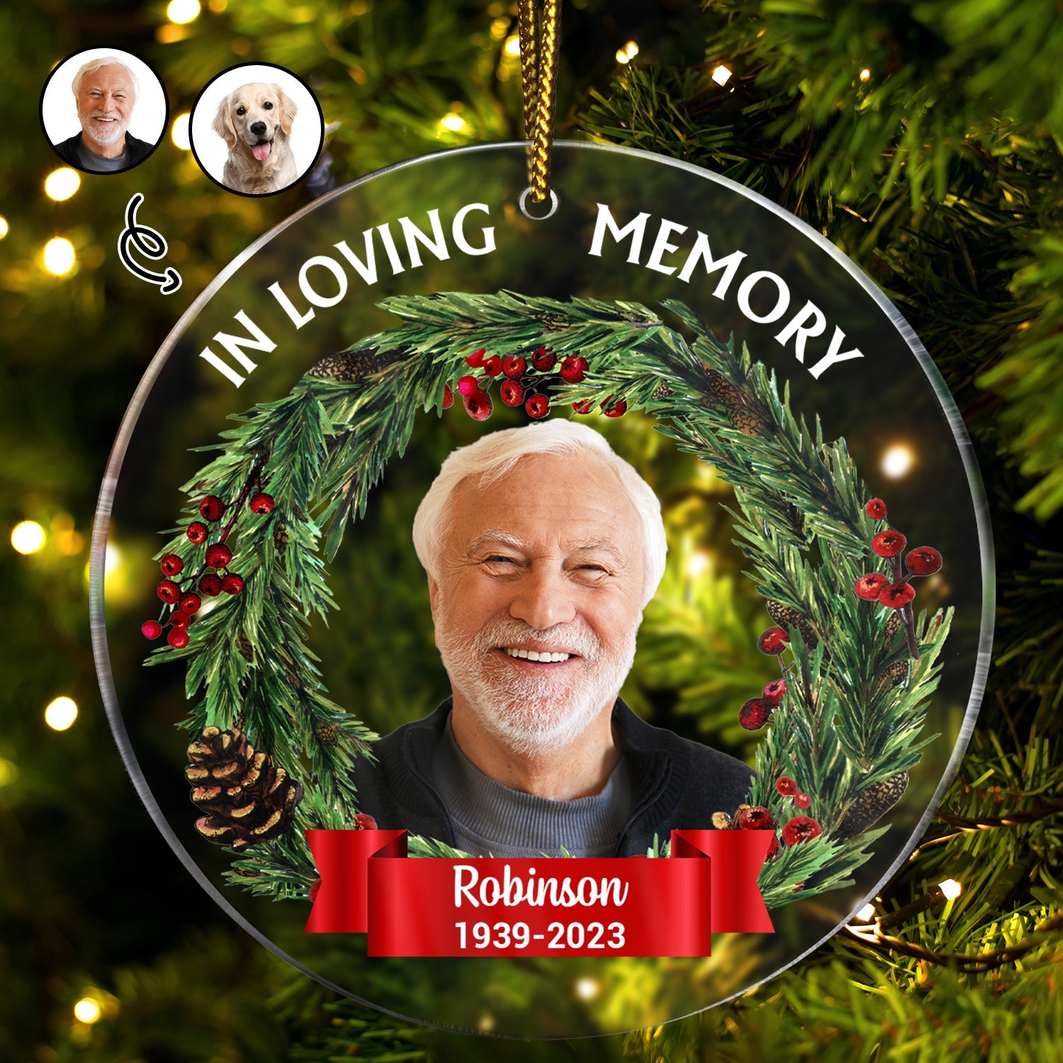 Custom Photo In Loving Memory - Christmas, Memorial Gift For Family, Pet Lovers - Personalized Circle Acrylic Ornament ORNA1210