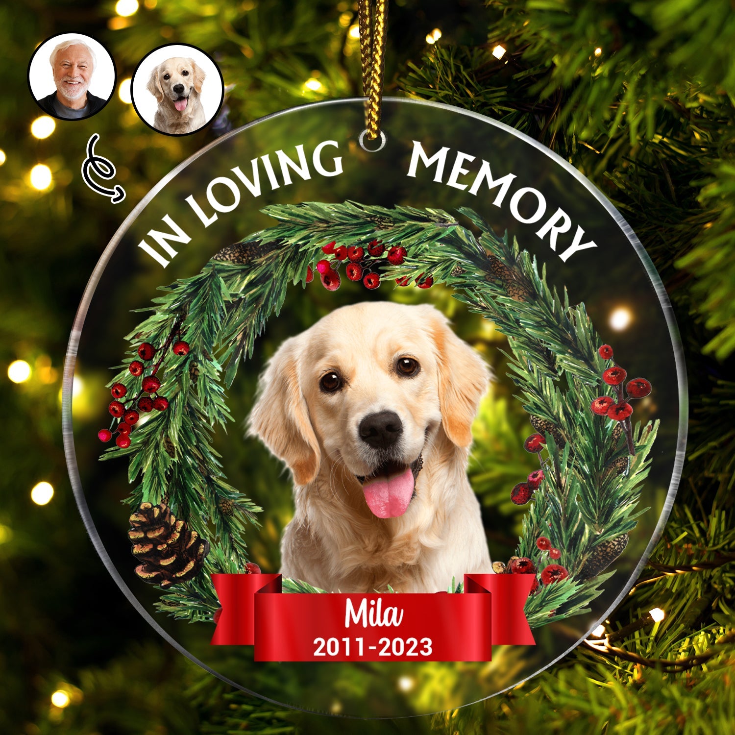Custom Photo In Loving Memory - Christmas, Memorial Gift For Family, Pet Lovers - Personalized Circle Acrylic Ornament ORNA1210