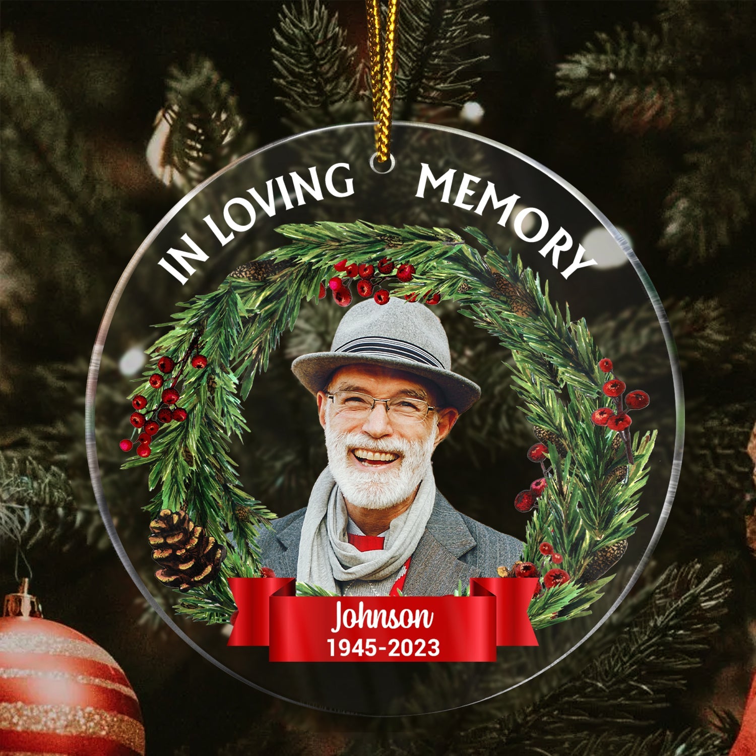Custom Photo In Loving Memory - Christmas, Memorial Gift For Family, Pet Lovers - Personalized Circle Acrylic Ornament ORNA1210