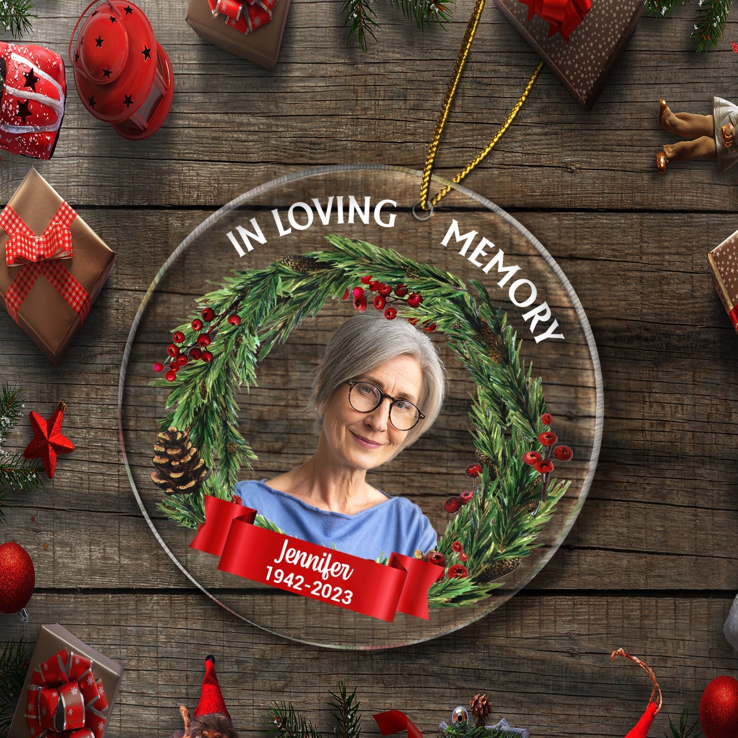 Custom Photo In Loving Memory - Christmas, Memorial Gift For Family, Pet Lovers - Personalized Circle Acrylic Ornament ORNA1210