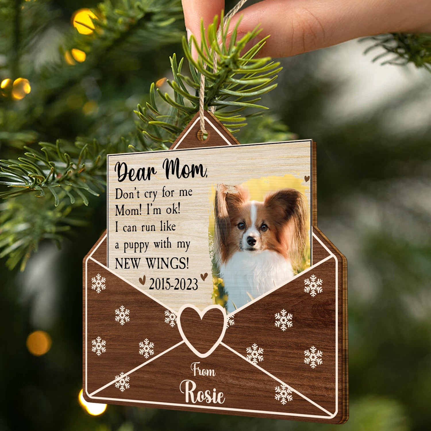 Custom Photo A Letter From Heaven Dog Cat - Pet Memorial Gift, Christmas Gift - Personalized Custom Shaped Wooden Ornament ORNA1210