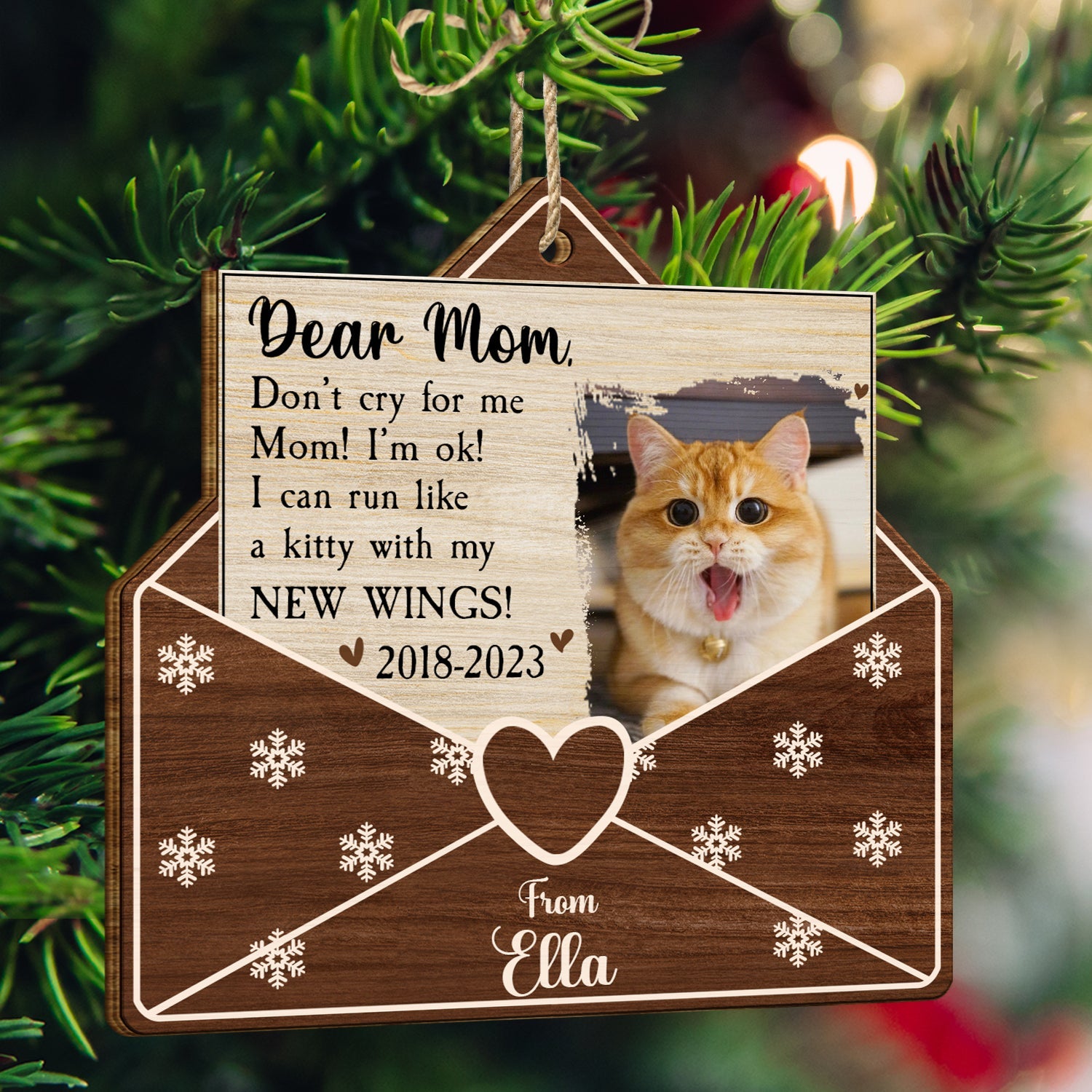 Custom Photo A Letter From Heaven Dog Cat - Pet Memorial Gift, Christmas Gift - Personalized Custom Shaped Wooden Ornament ORNA1210