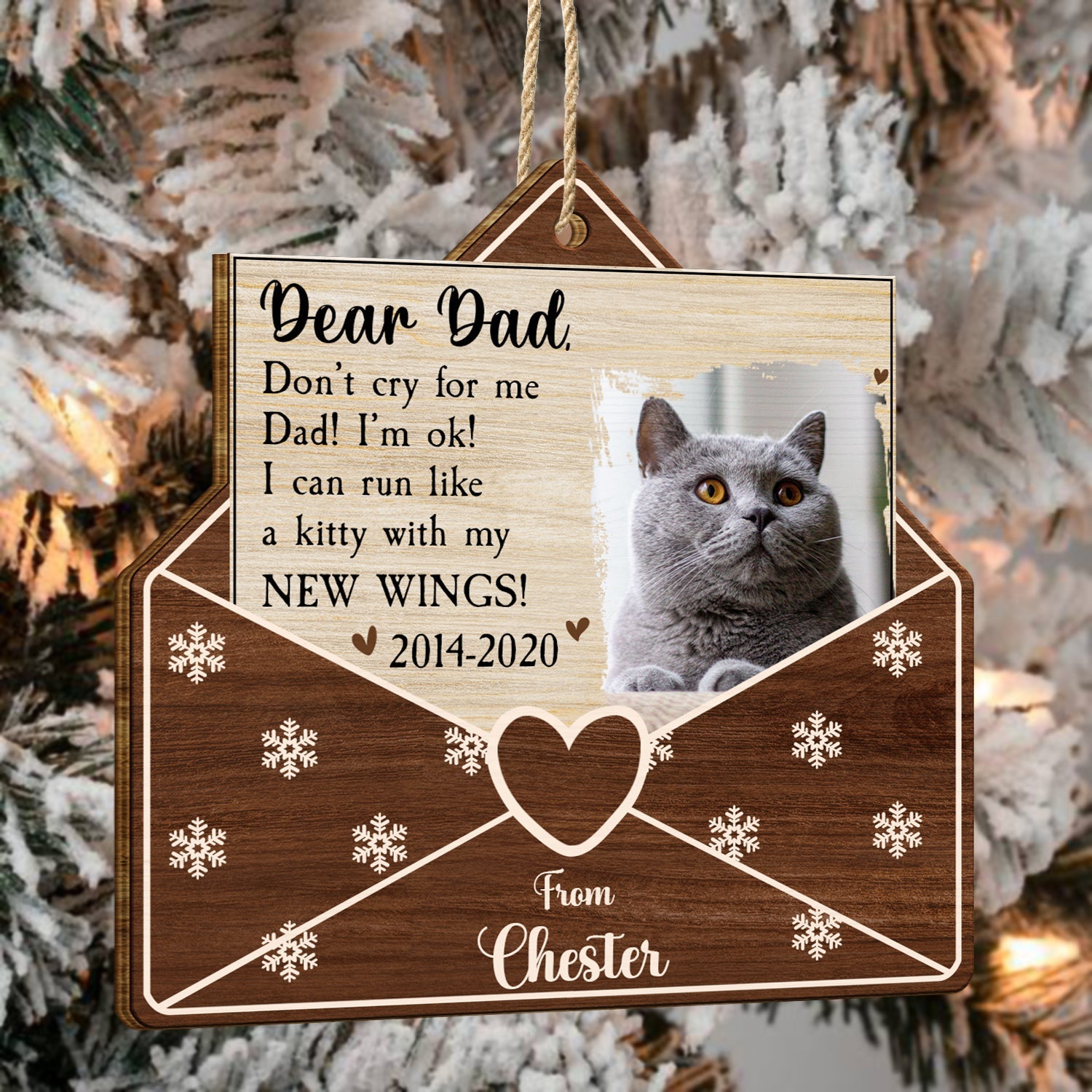 Custom Photo A Letter From Heaven Dog Cat - Pet Memorial Gift, Christmas Gift - Personalized Custom Shaped Wooden Ornament ORNA1210