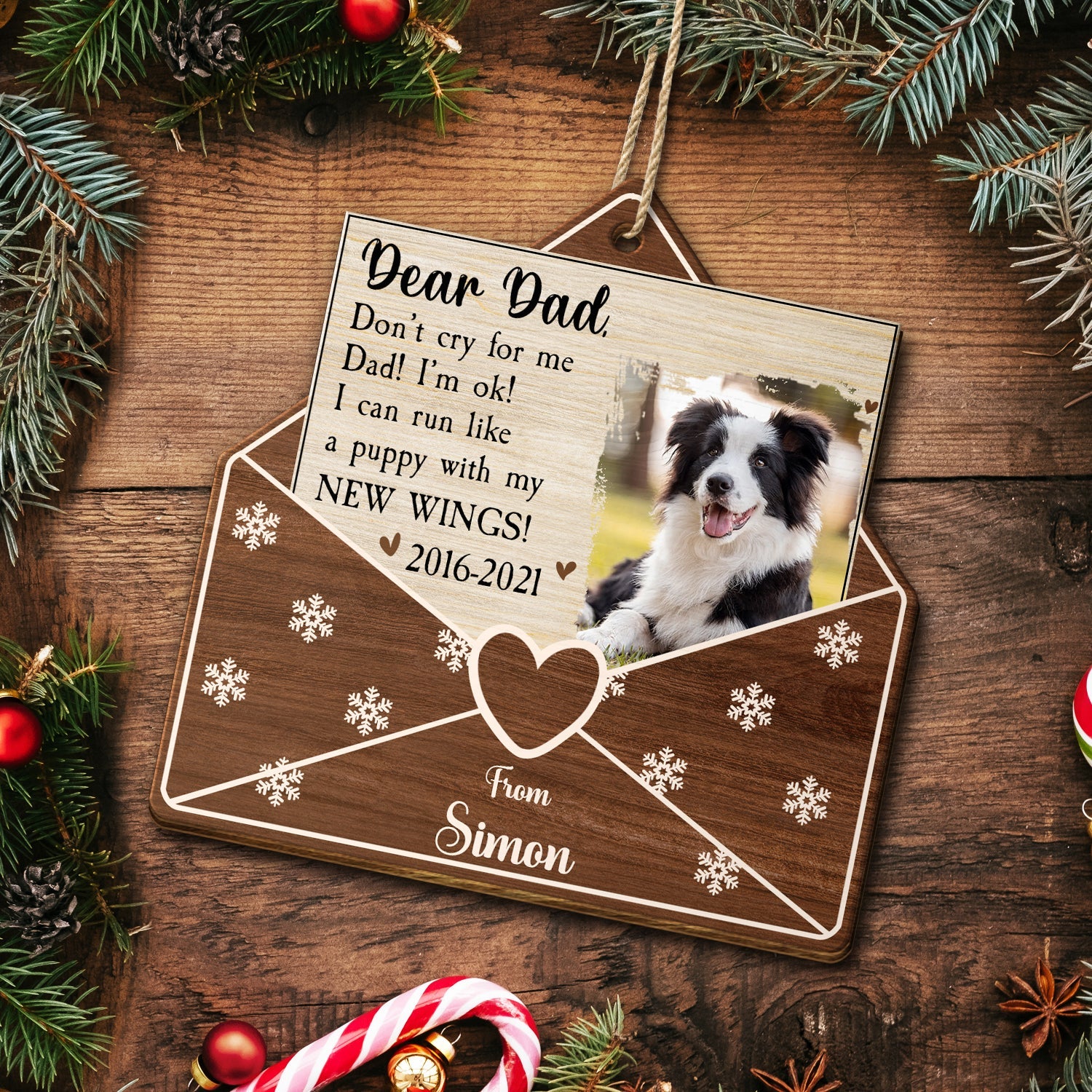 Custom Photo A Letter From Heaven Dog Cat - Pet Memorial Gift, Christmas Gift - Personalized Custom Shaped Wooden Ornament ORNA1210