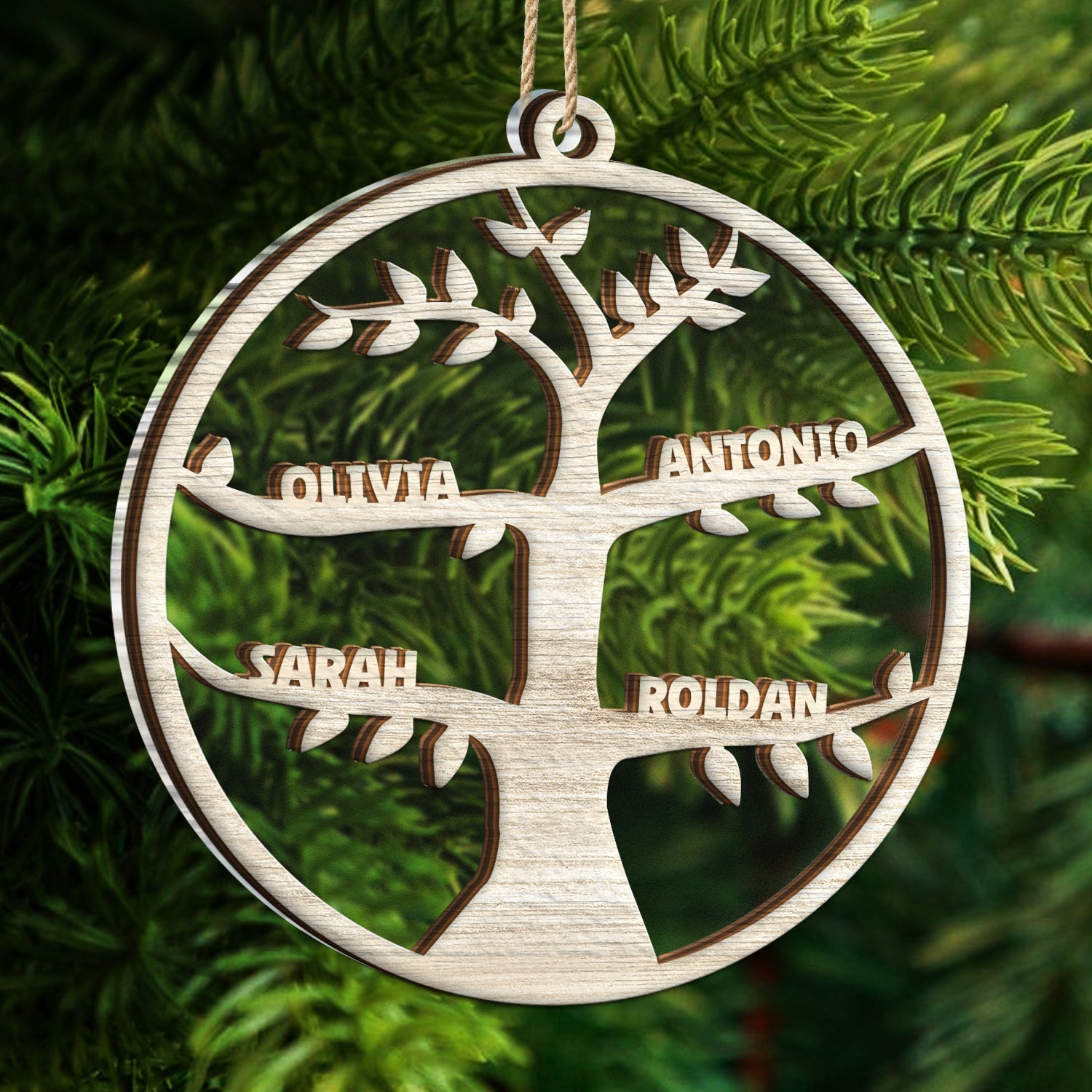 Christmas Family Tree - Personalized 2-Layered Mix Ornament ORNA1210