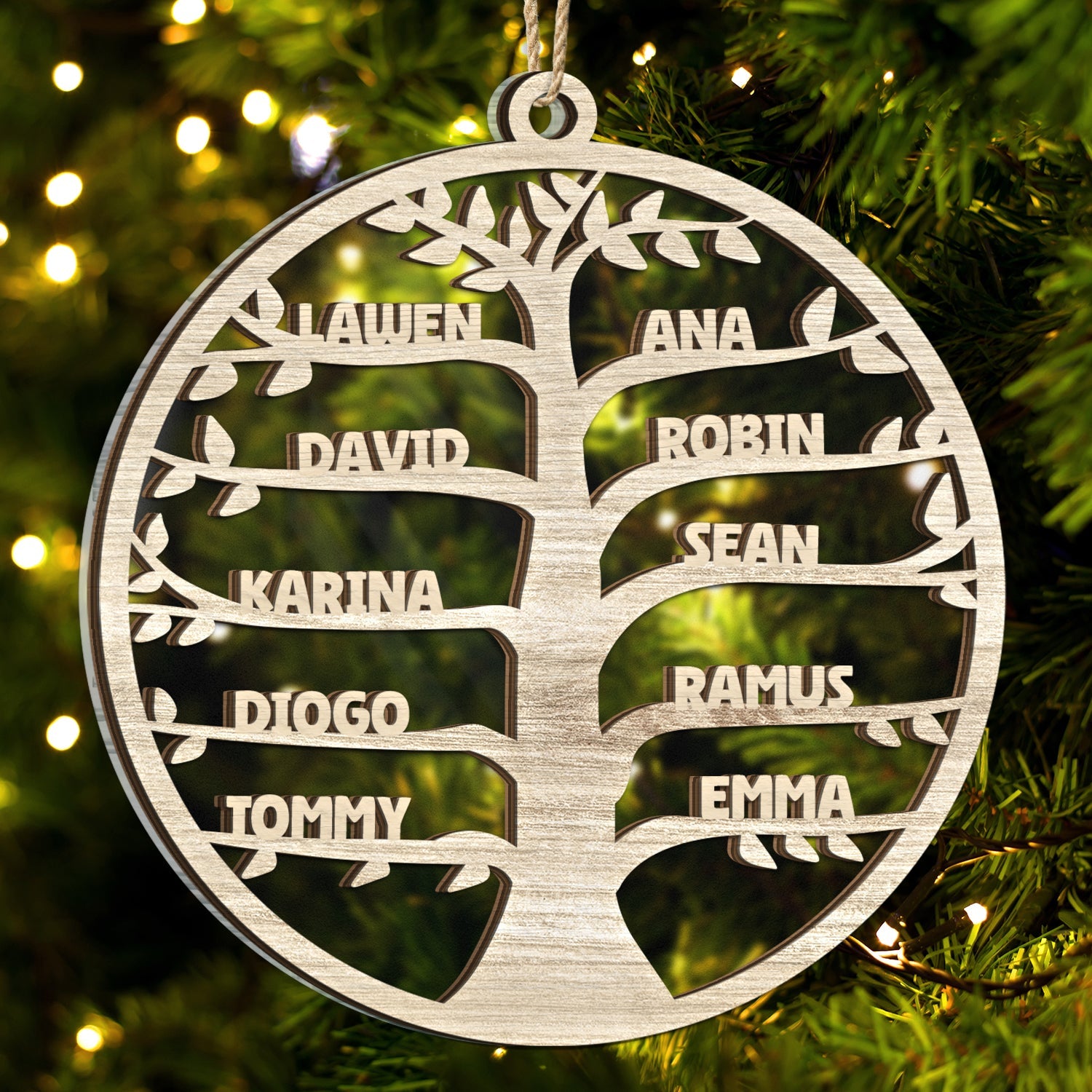 Christmas Family Tree - Personalized 2-Layered Mix Ornament ORNA1210