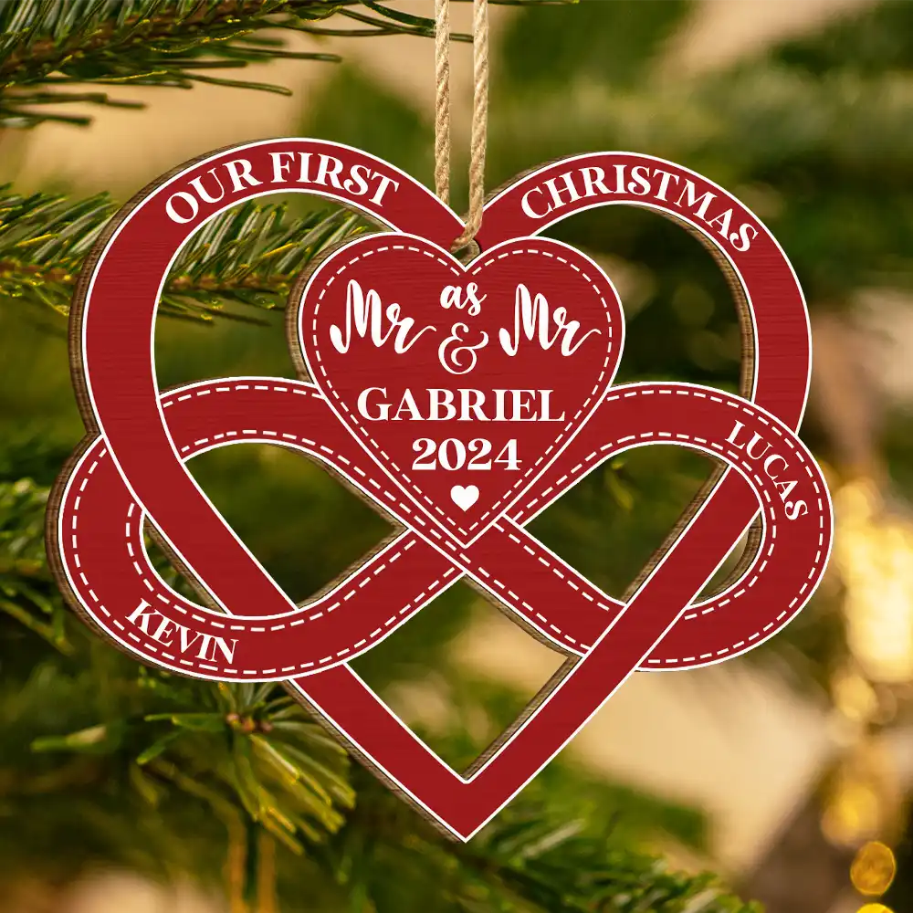 First Christmas As Mr & Mrs - Gift For Couples - Personalized Wooden Cutout Ornament ORNA1210