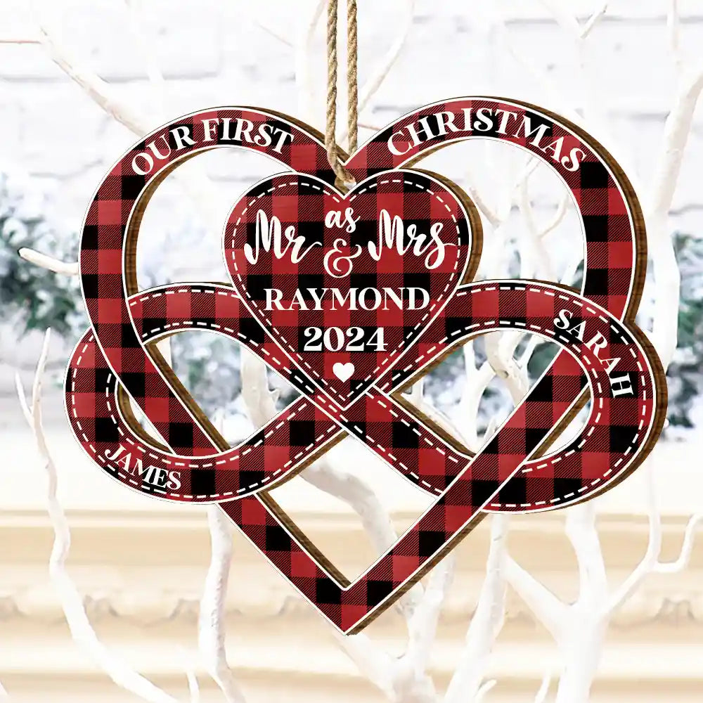 First Christmas As Mr & Mrs - Gift For Couples - Personalized Wooden Cutout Ornament ORNA1210