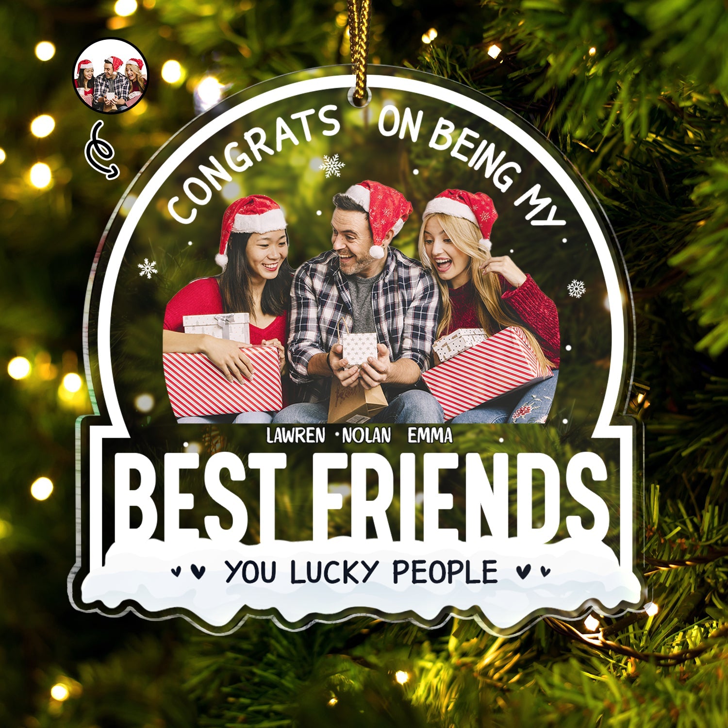 Christmas Custom Photo Congrats On Being My Bestie - Gift For Bestie - Personalized Custom Shaped Acrylic Ornament ORNA1210