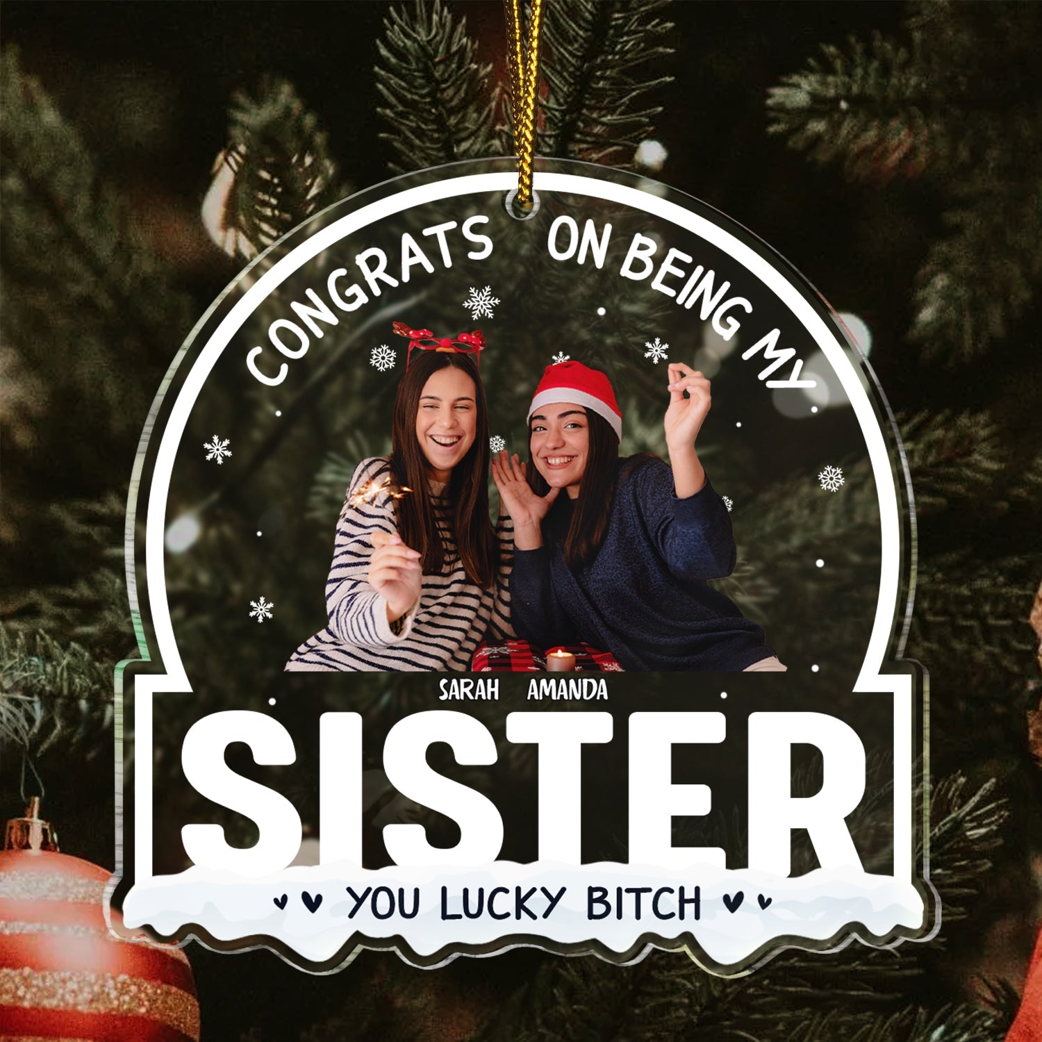 Christmas Custom Photo Congrats On Being My Bestie - Gift For Bestie - Personalized Custom Shaped Acrylic Ornament ORNA1210