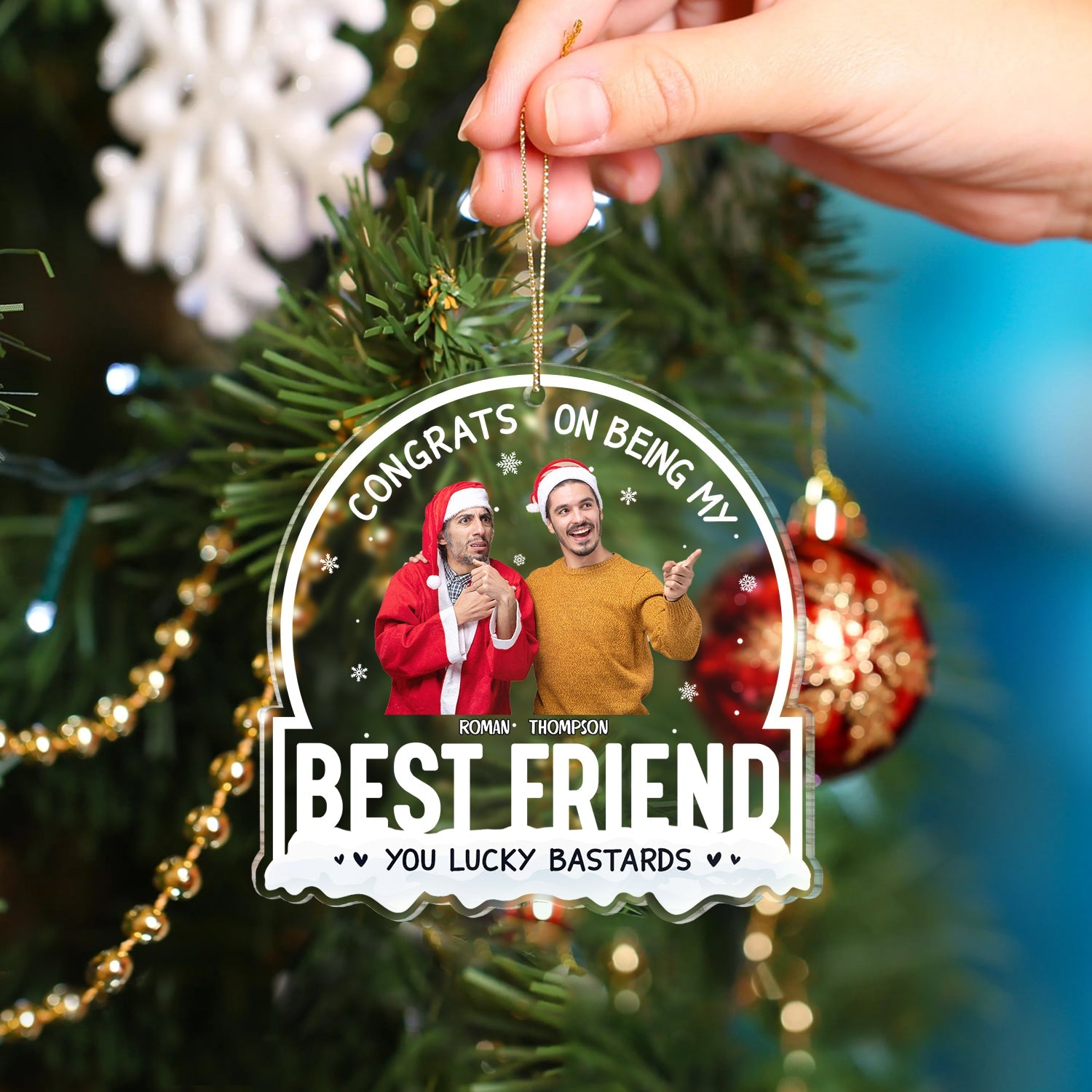 Christmas Custom Photo Congrats On Being My Bestie - Gift For Bestie - Personalized Custom Shaped Acrylic Ornament ORNA1210