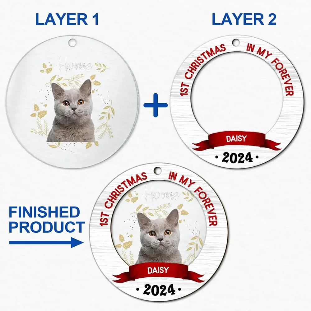 Custom Photo My Forever Home - Christmas Gift For Pet Lovers - Personalized 2-Layered Mix Ornament ORNA1210