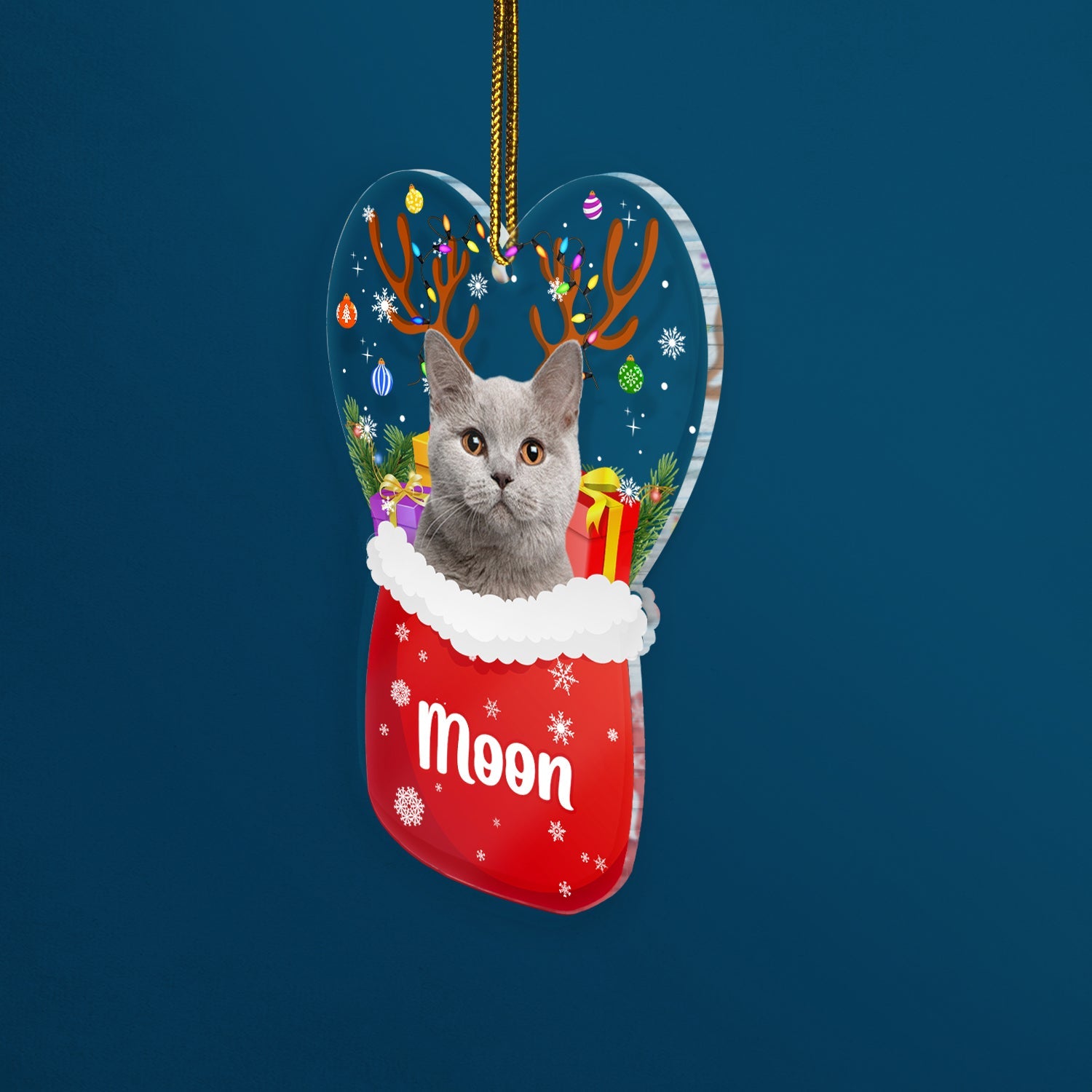 Custom Photo Santa Bag - Gift For Pet Lovers - Personalized Custom Shaped Acrylic Ornament ORNA1210