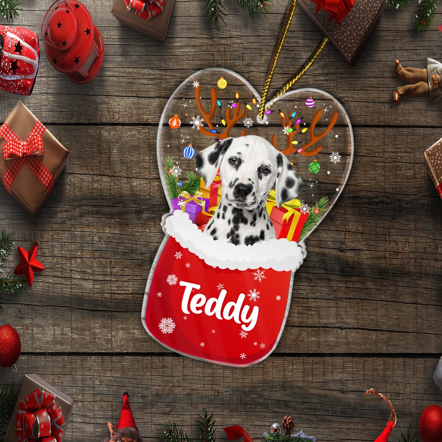 Custom Photo Santa Bag - Gift For Pet Lovers - Personalized Custom Shaped Acrylic Ornament ORNA1210