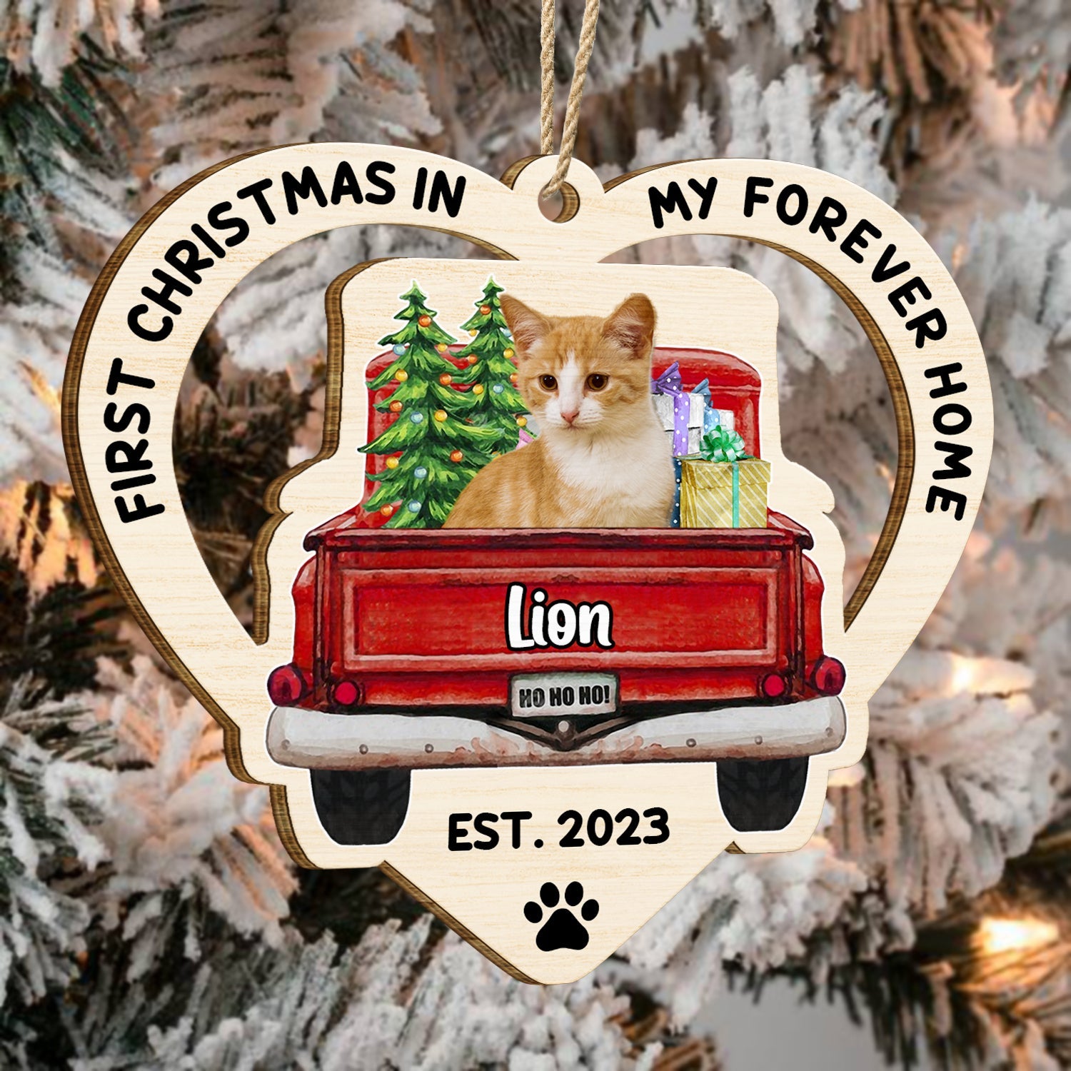 Custom Photo In My Forever Home - Christmas Gift For Pet Lovers - Personalized Wooden Cutout Ornament ORNA1210