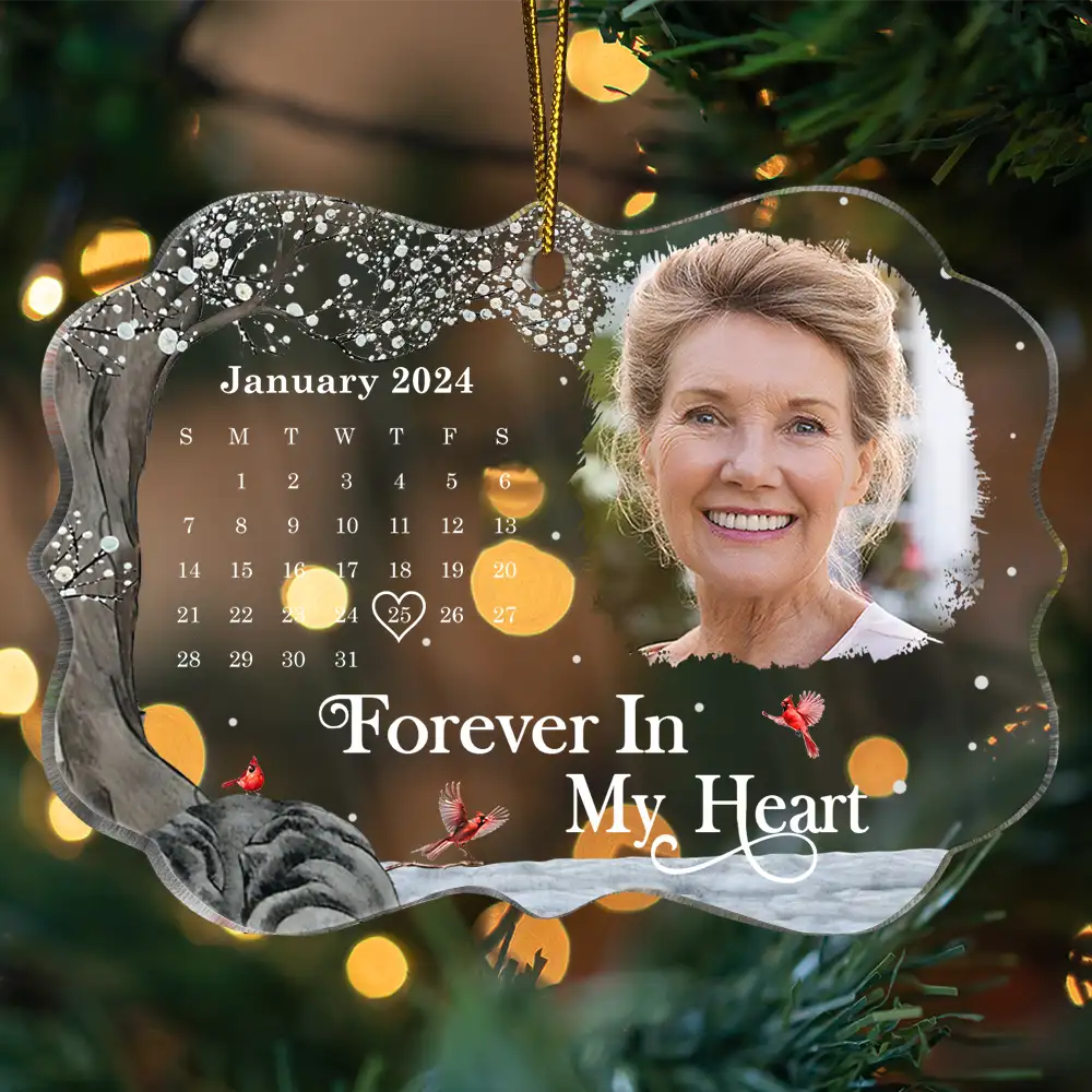 Christmas Custom Photo The Moment Your Heart Stopped Calendar - Personalized Medallion Acrylic Ornament ORNA1210