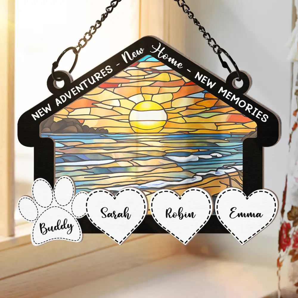 New Home New Adventures New Memories - Personalized Window Hanging Suncatcher Ornament ORNA1210