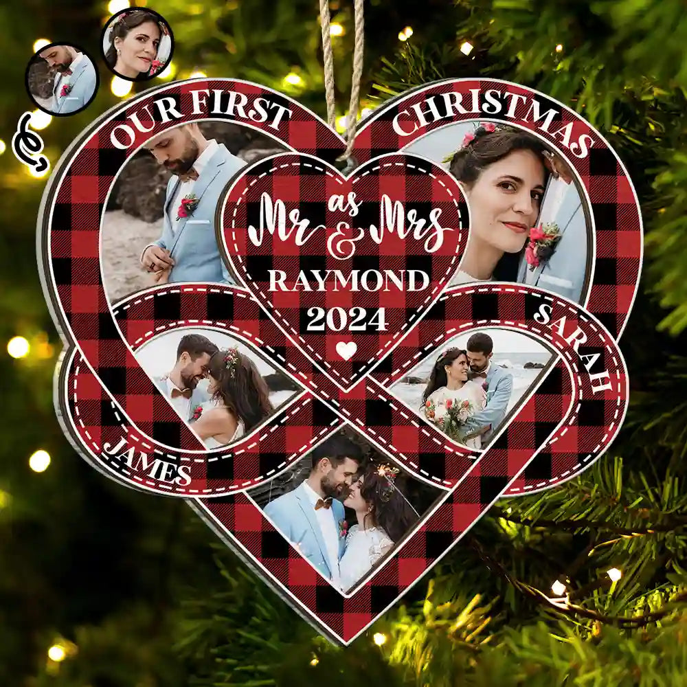 Custom Photo First Christmas As Mr & Mrs - Personalized 2-Layered Mix Ornament ORNA1210