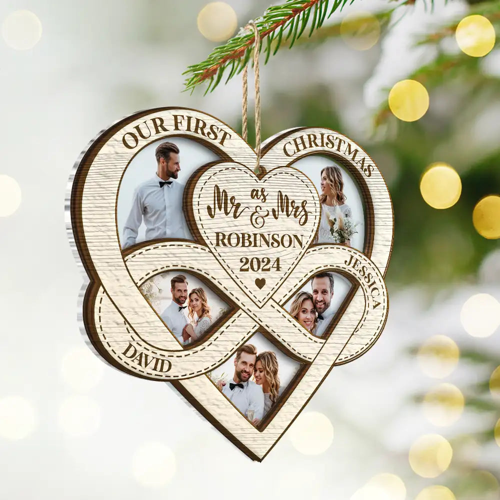 Custom Photo First Christmas As Mr & Mrs - Personalized 2-Layered Mix Ornament ORNA1210