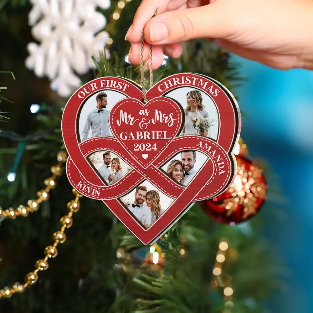 Custom Photo First Christmas As Mr & Mrs - Personalized 2-Layered Mix Ornament ORNA1210