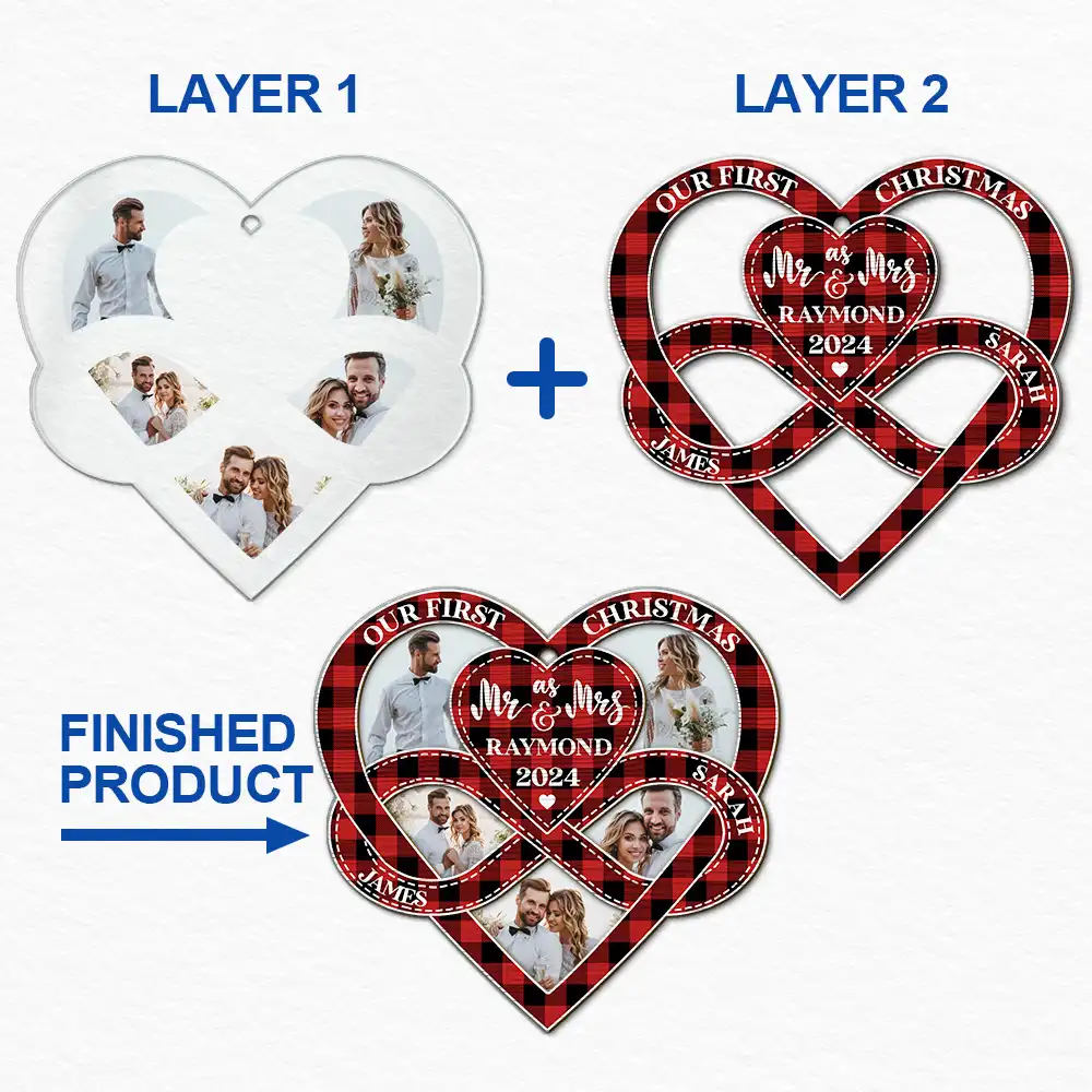 Custom Photo First Christmas As Mr & Mrs - Personalized 2-Layered Mix Ornament ORNA1210