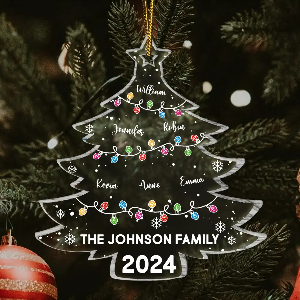 Christmas Tree Family - Personalized Custom Shaped Acrylic Ornament ORNA1210