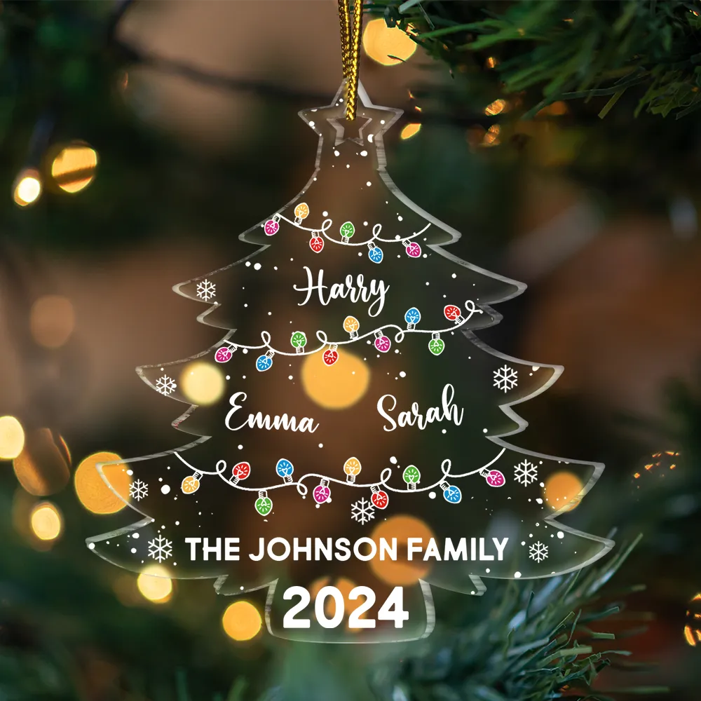 Christmas Tree Family - Personalized Custom Shaped Acrylic Ornament ORNA1210