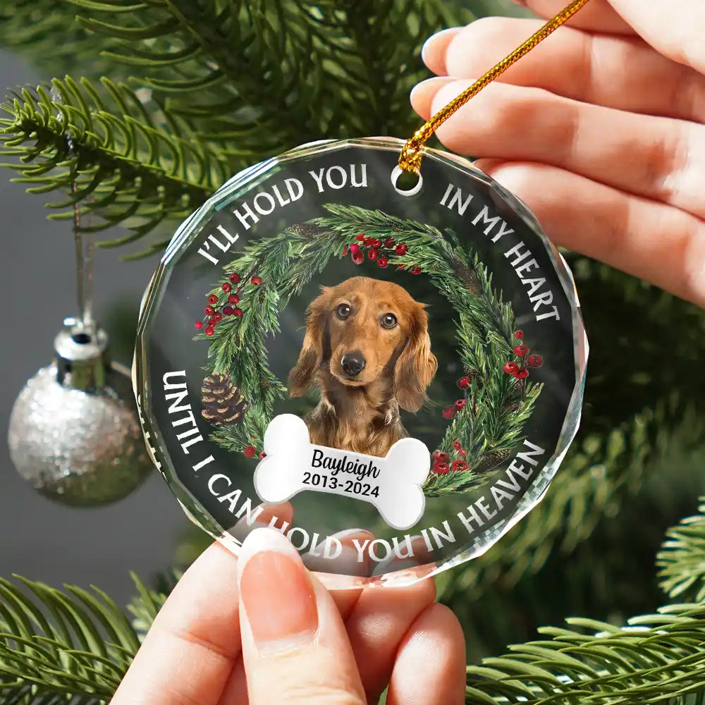 Custom Photo Christmas We'll Hold You In Our Hearts - Personalized Circle Glass Ornament ORNA1210
