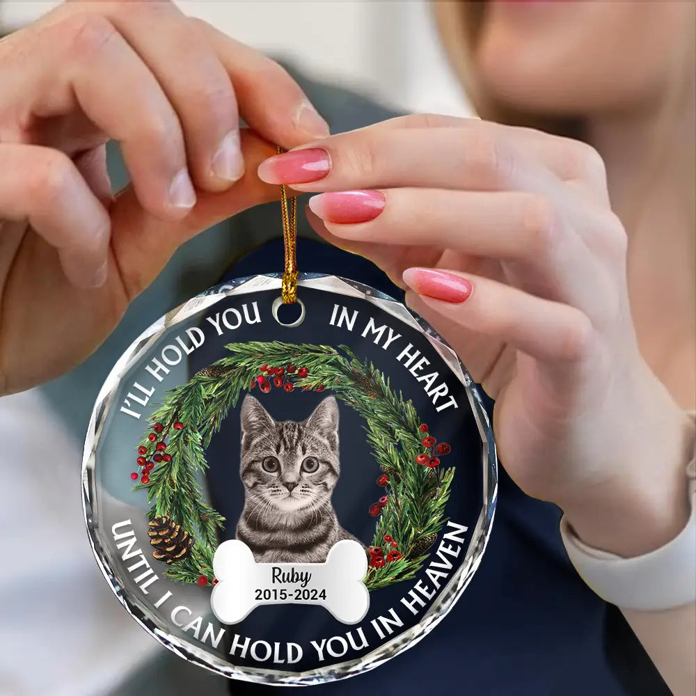 Custom Photo Christmas We'll Hold You In Our Hearts - Personalized Circle Glass Ornament ORNA1210