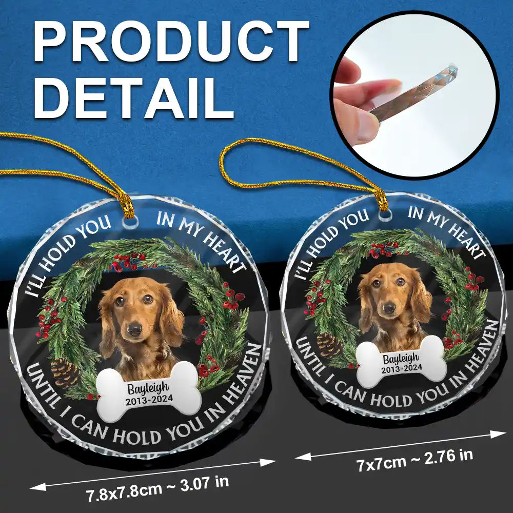 Custom Photo Christmas We'll Hold You In Our Hearts - Personalized Circle Glass Ornament ORNA1210