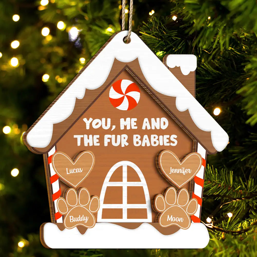 You, Me And The Dog Cat - Personalized 2-Layered Wooden Ornament ORNA1210