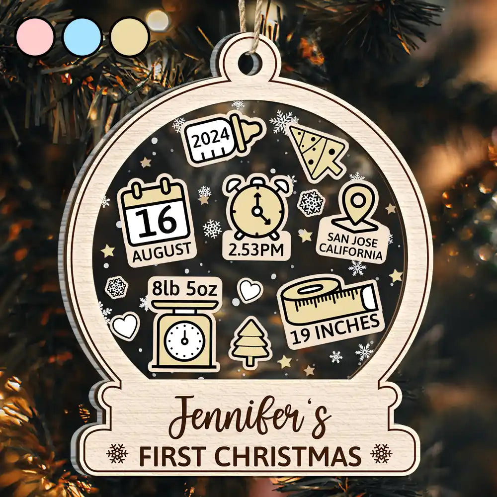 Baby First Christmas Ornament Icon - Personalized 2-Layered Mix Ornament ORNA1210