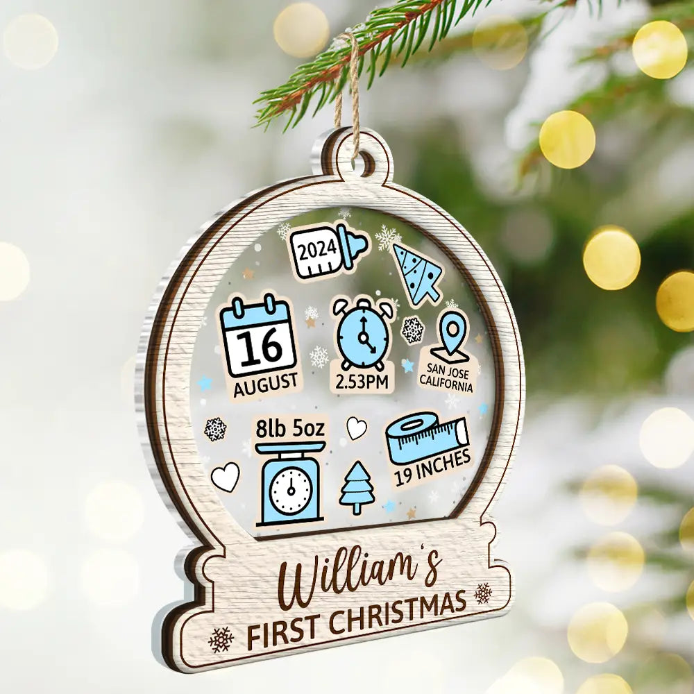 Baby First Christmas Ornament Icon - Personalized 2-Layered Mix Ornament ORNA1210