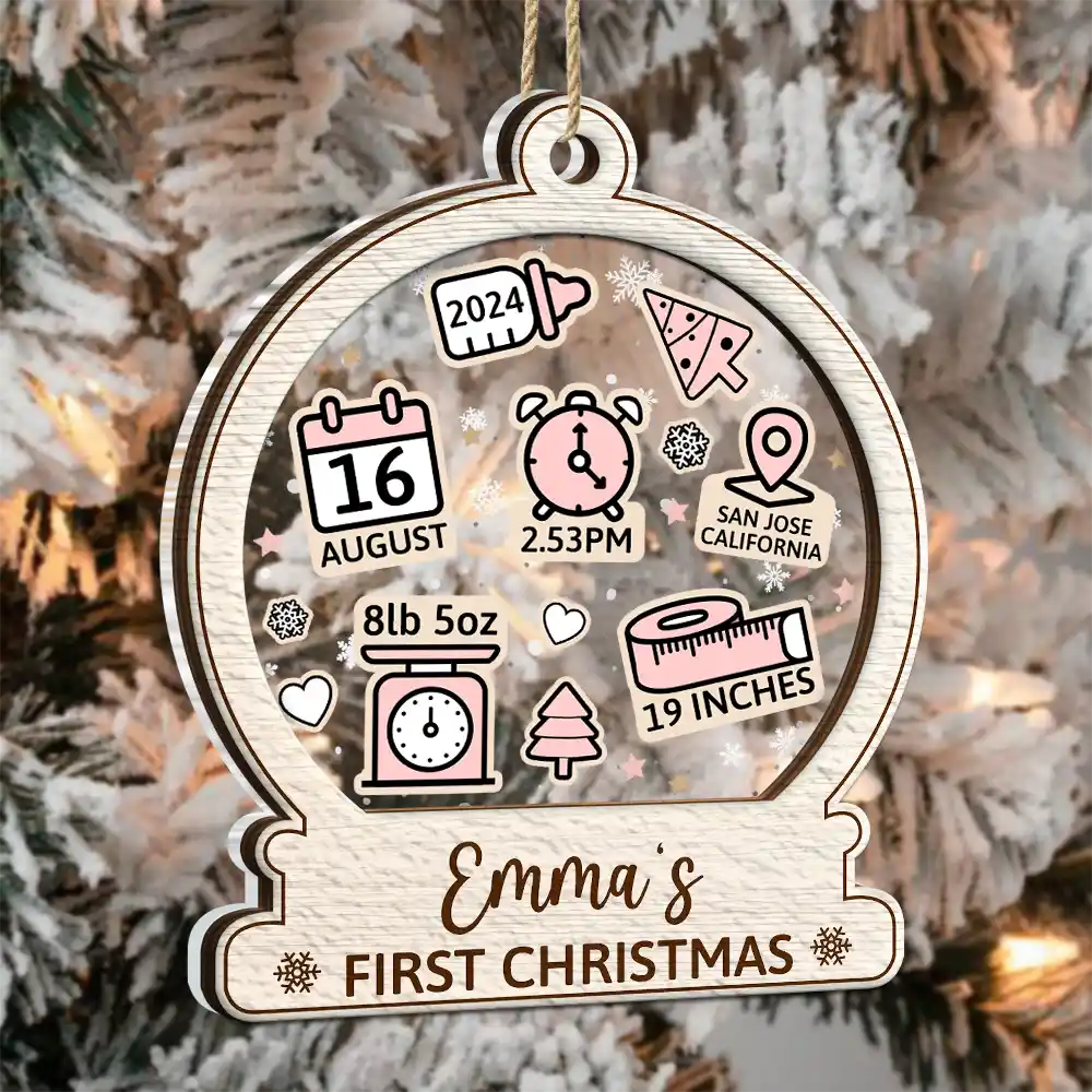 Baby First Christmas Ornament Icon - Personalized 2-Layered Mix Ornament ORNA1210