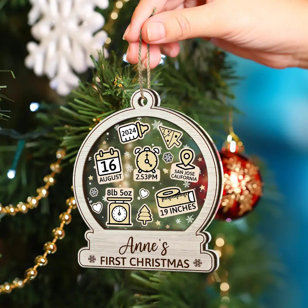 Baby First Christmas Ornament Icon - Personalized 2-Layered Mix Ornament ORNA1210