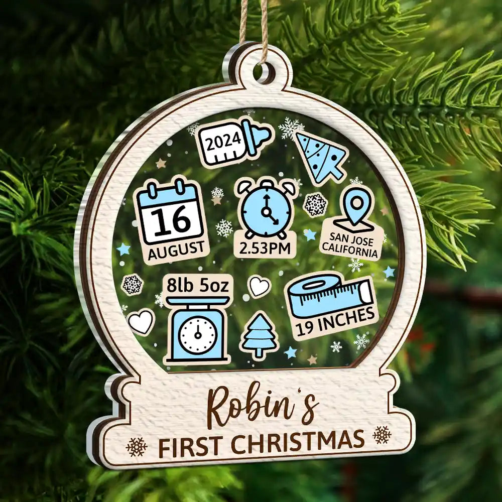 Baby First Christmas Ornament Icon - Personalized 2-Layered Mix Ornament ORNA1210