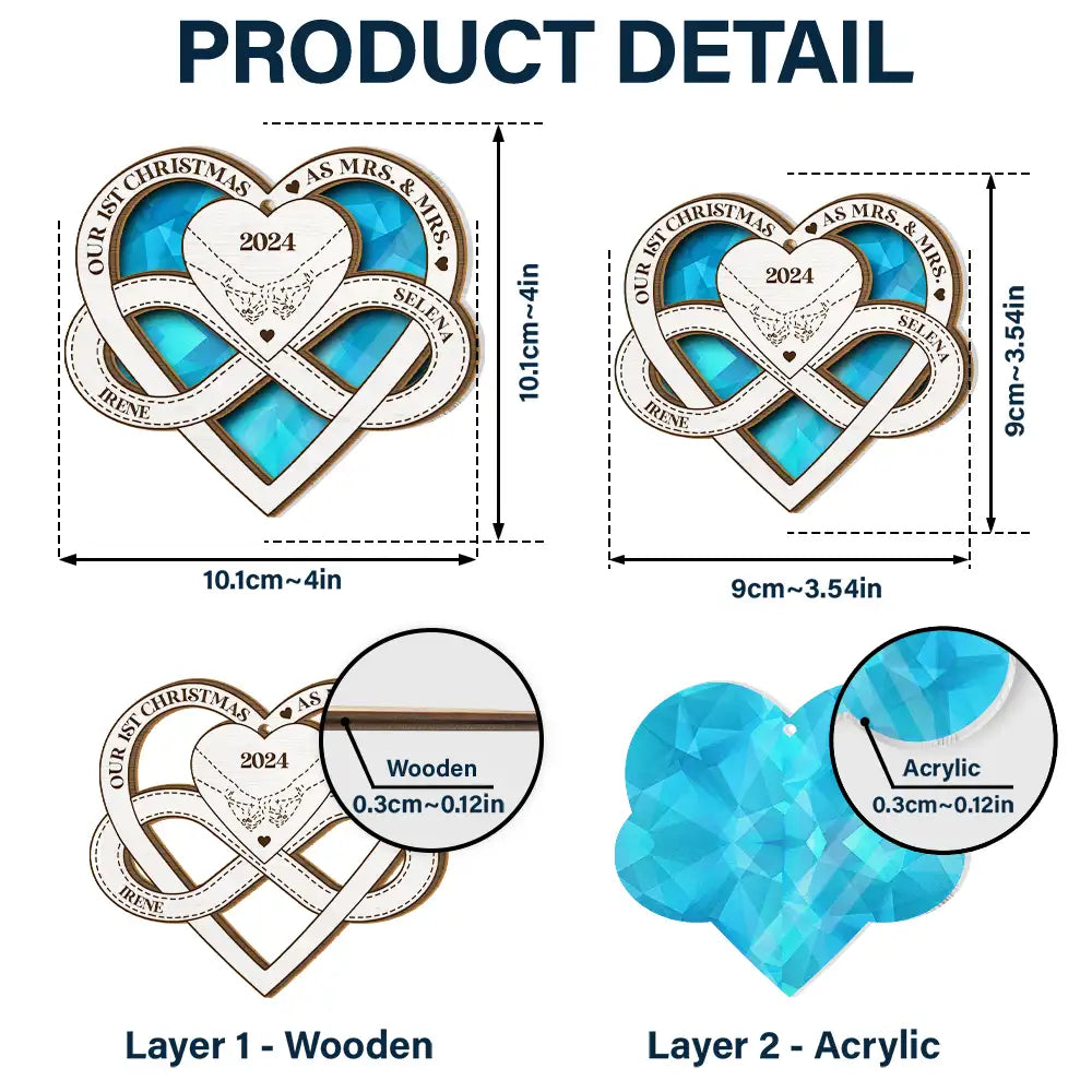 Hands Holding First Christmas As Mr & Mrs - Personalized Suncatcher Ornament ORNA1210