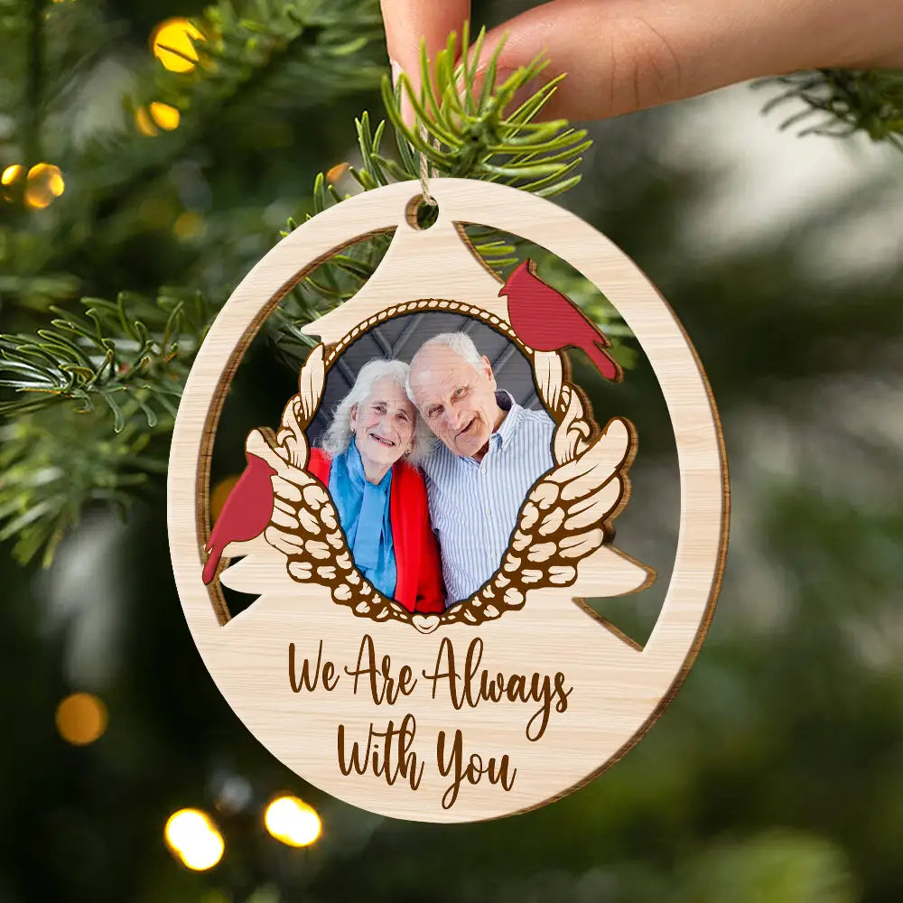 Custom Photo Red Cardinal On Christmas Tree - Personalized Wooden Cutout Ornament ORNA1210