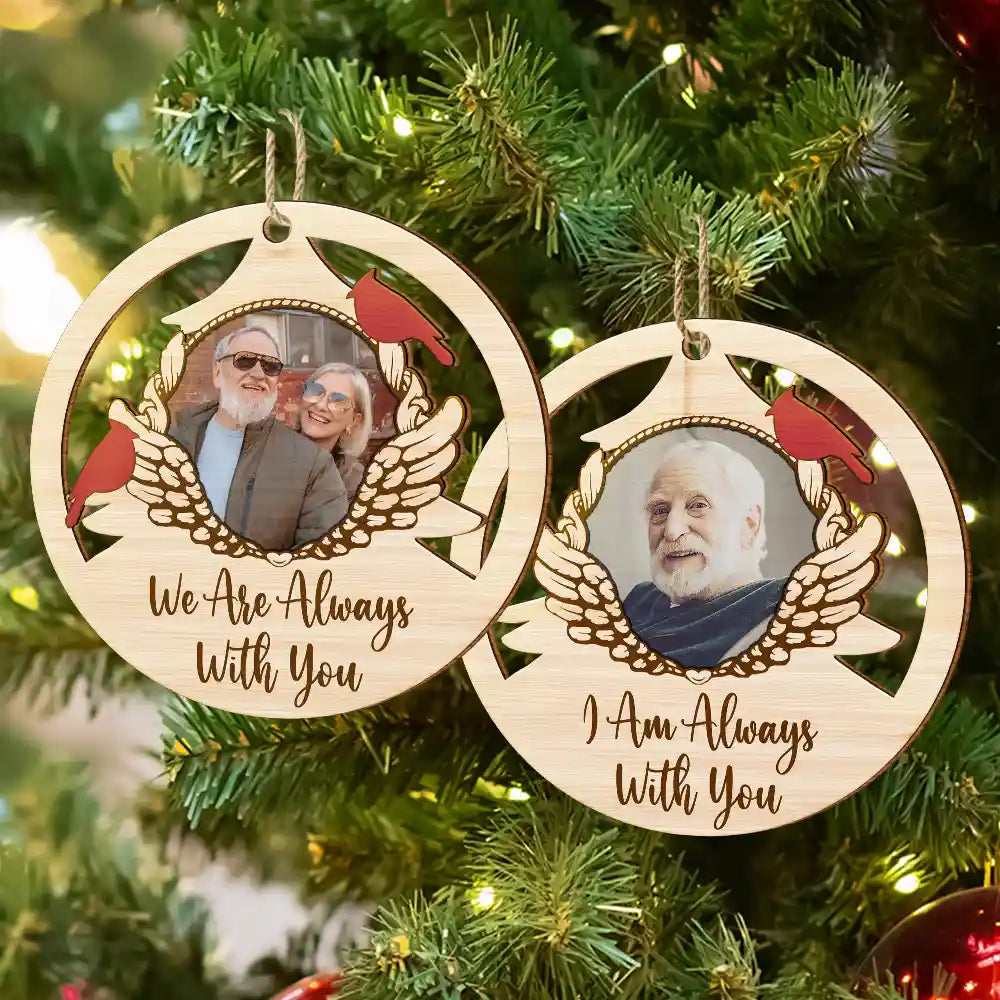 Custom Photo Red Cardinal On Christmas Tree - Personalized Wooden Cutout Ornament ORNA1210