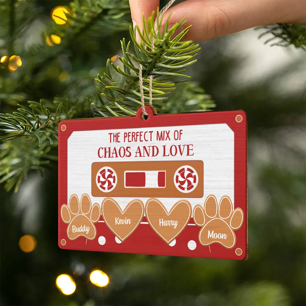 The Perfect Mix Of Chaos And Love - Personalized Custom Shaped Wooden Ornament ORNA1210