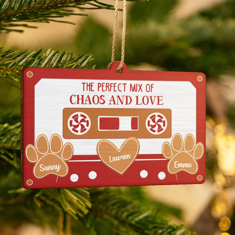 The Perfect Mix Of Chaos And Love - Personalized Custom Shaped Wooden Ornament ORNA1210