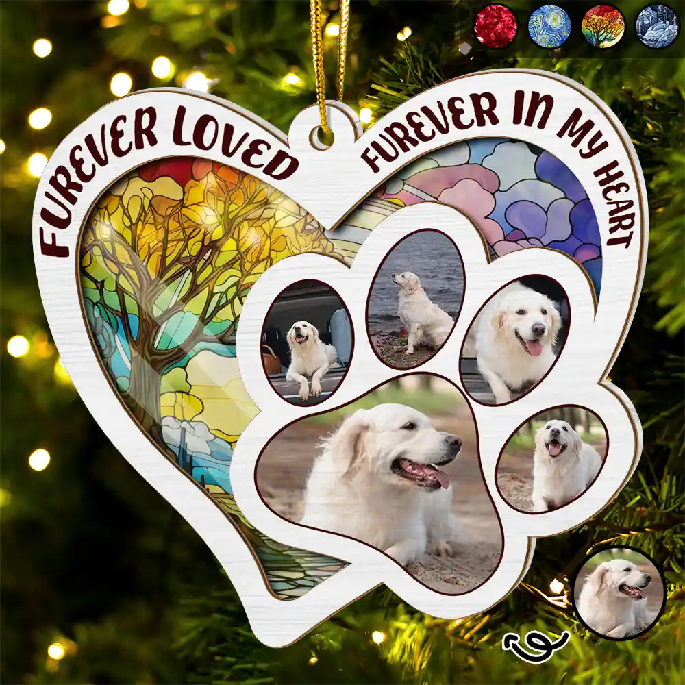 Custom Photo Furever Loved - Personalized Suncatcher Ornament ORNA1210